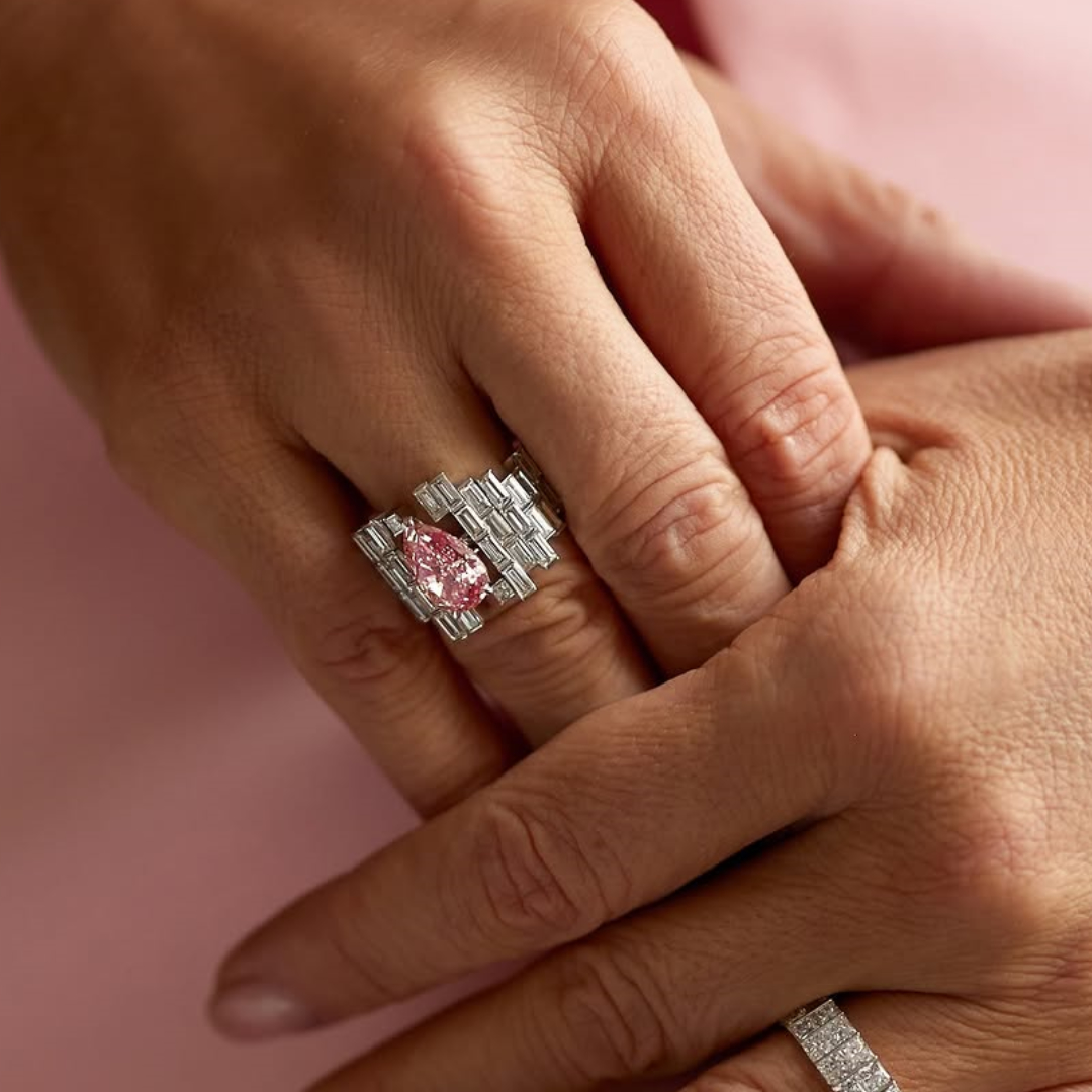 5ct Irregular-design Pink Stone Cocktail Ring