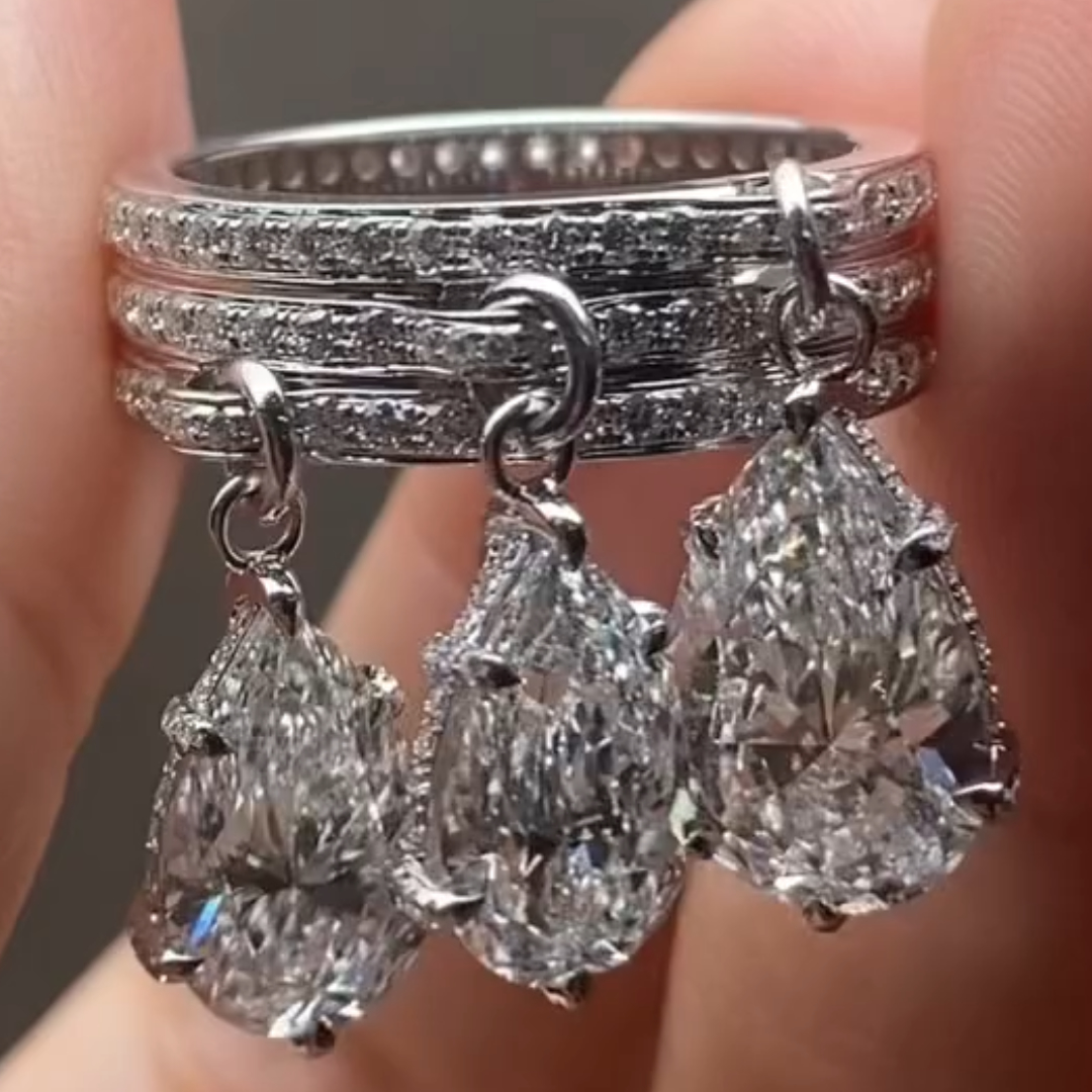 11.35ctw Pendant Design White Stone Eternity Ring