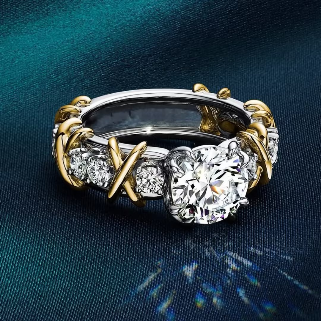 X-design 2ct Round Brillant Cut White Stone Ring