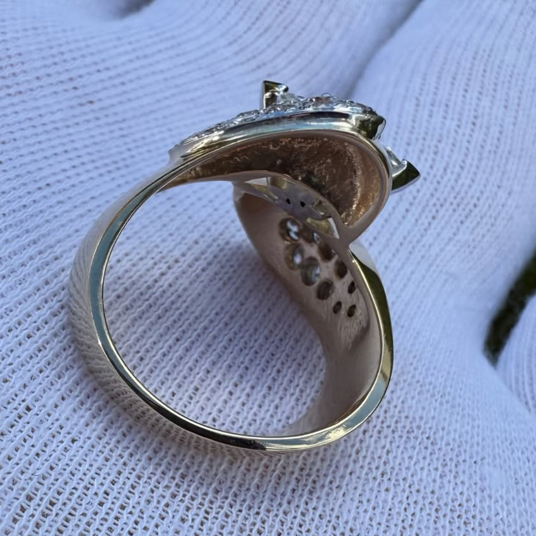 Swirl Design 1.29ct Marquise Cut White Stone Statement Ring