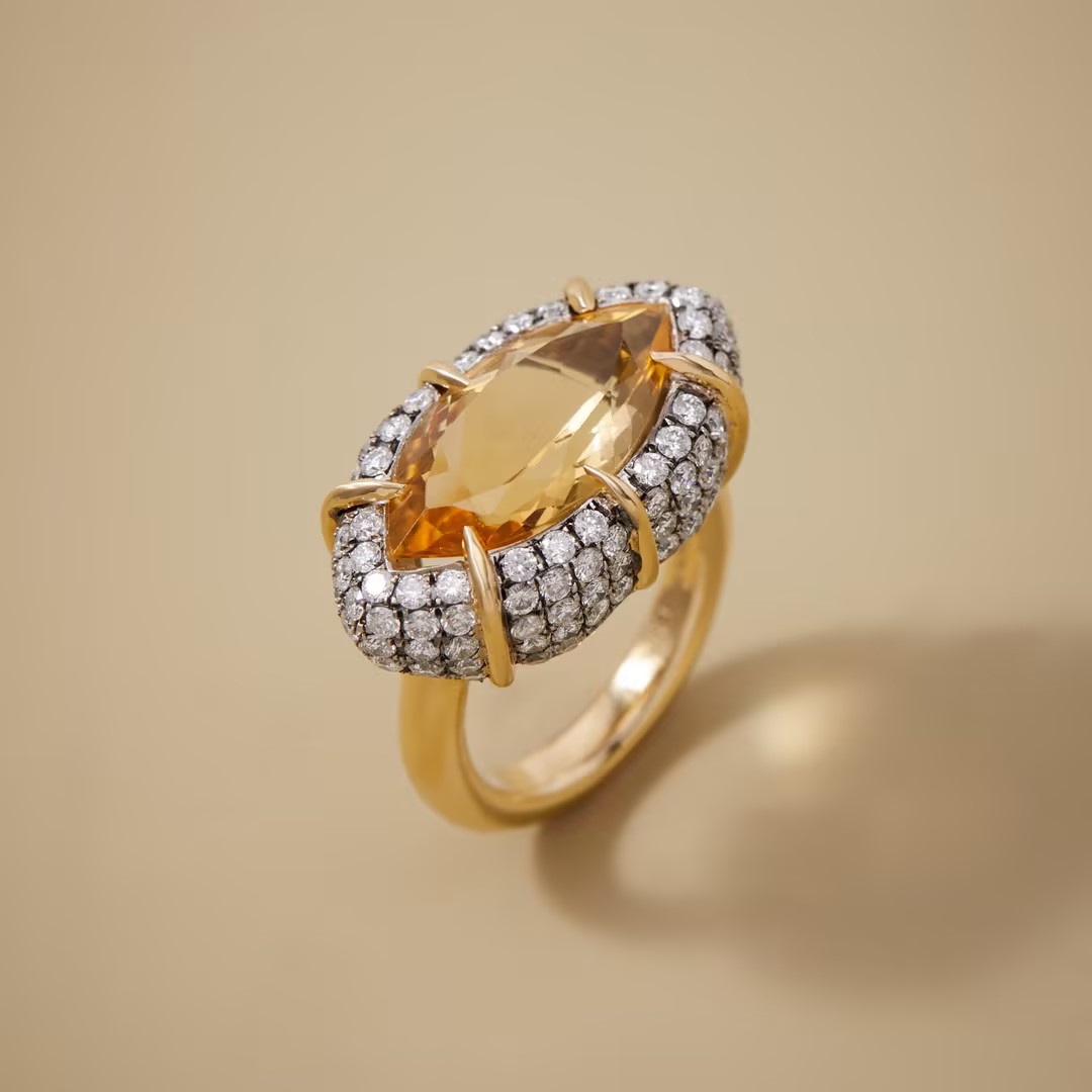 6ct Two-tone Design Citrine Ring in Sterling Silver