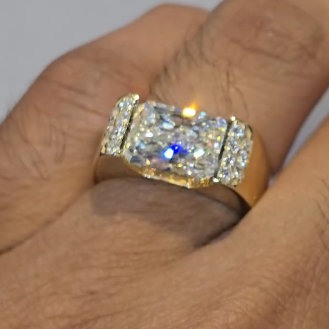 4.13ct Men's Radiant Cut White Stone Ring