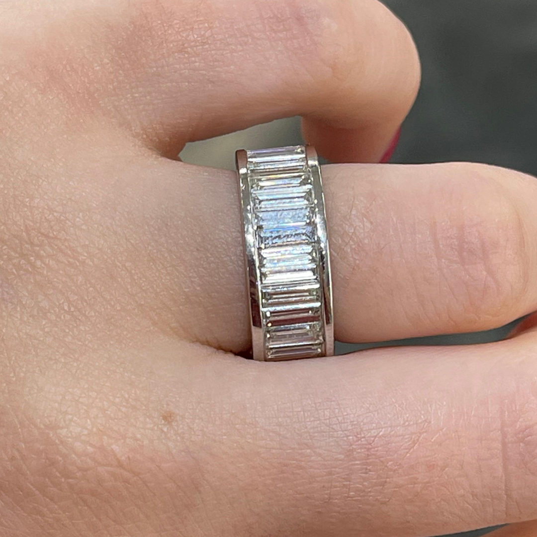6.75ctw Baguette Cut White Stone Eternity Channel Band