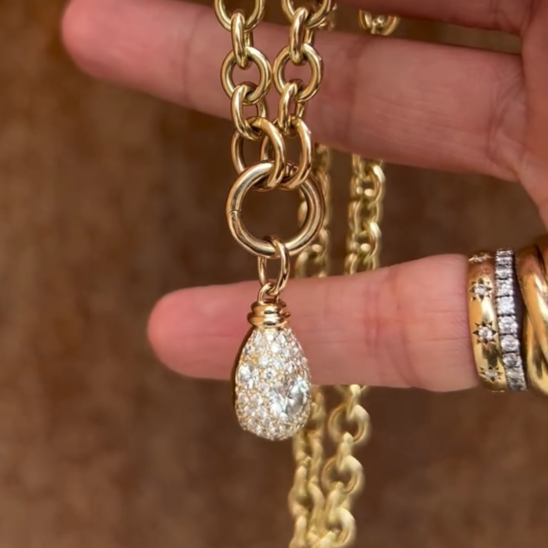 Easter theme Gold Egg Pendant Necklace