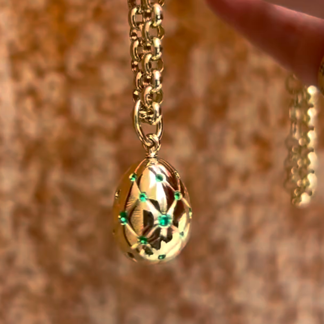 Gold Egg Charm Wtih Belcher Chain