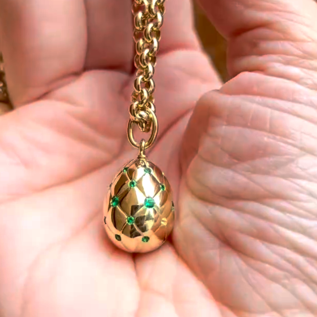 Gold Egg Charm Wtih Belcher Chain