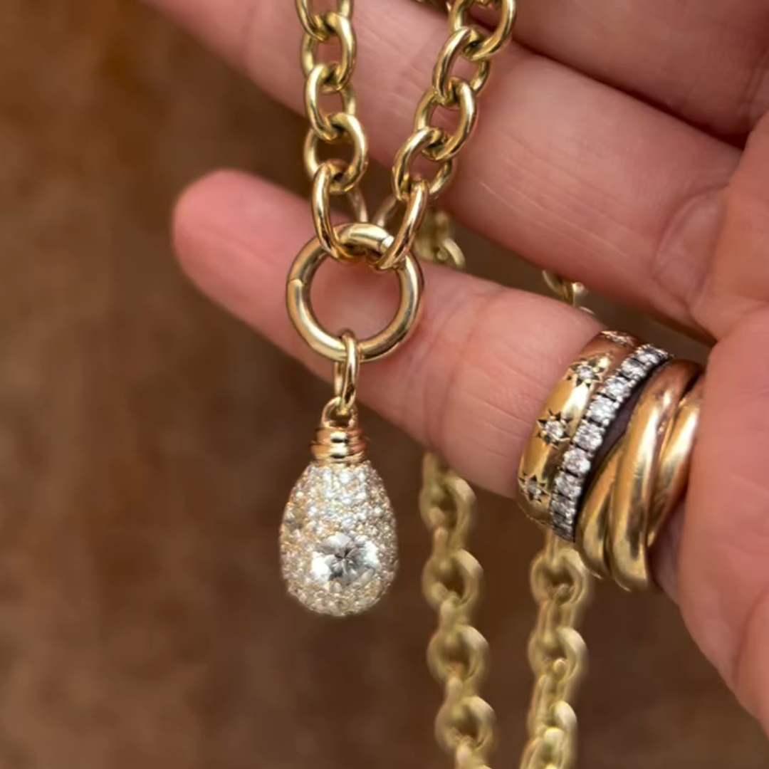 Easter theme Gold Egg Pendant Necklace