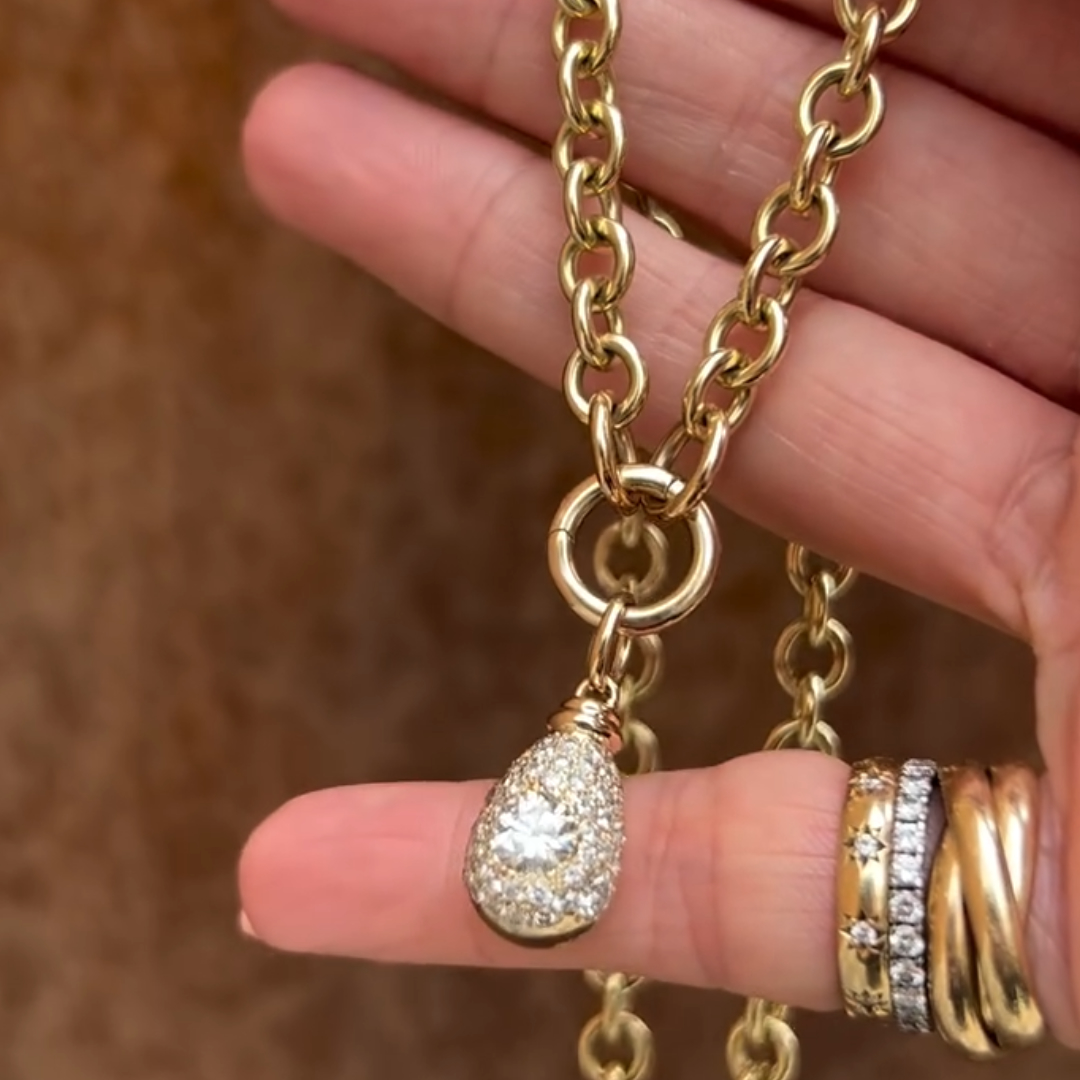 Easter theme Gold Egg Pendant Necklace