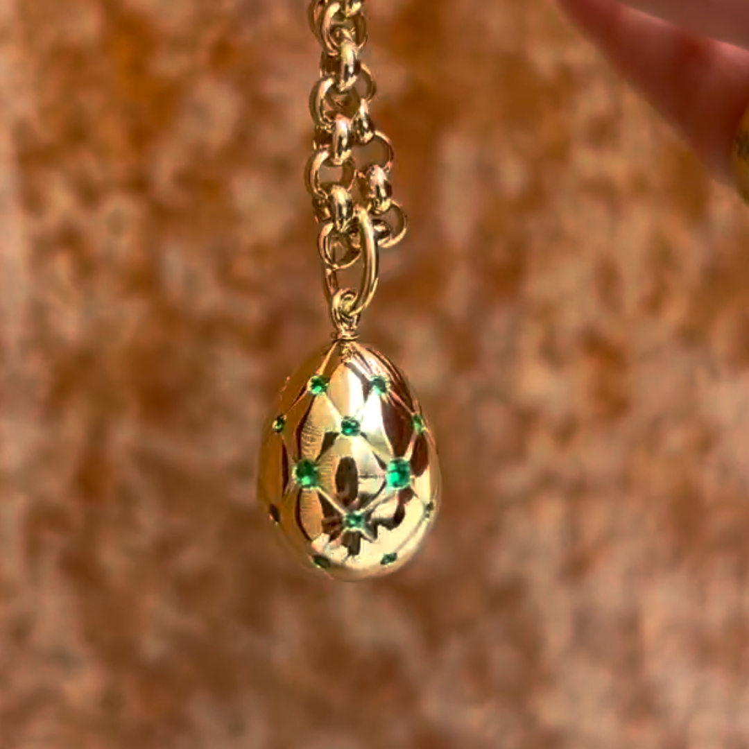 Gold Egg Charm Wtih Belcher Chain