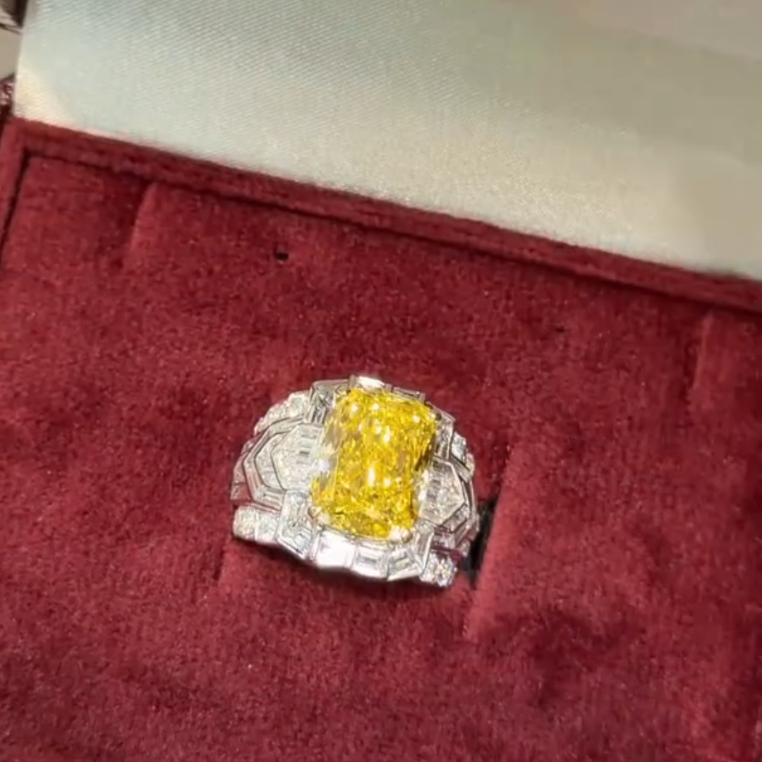 Bold Men's 10ct Radiant Cut Yellow Stone Ring