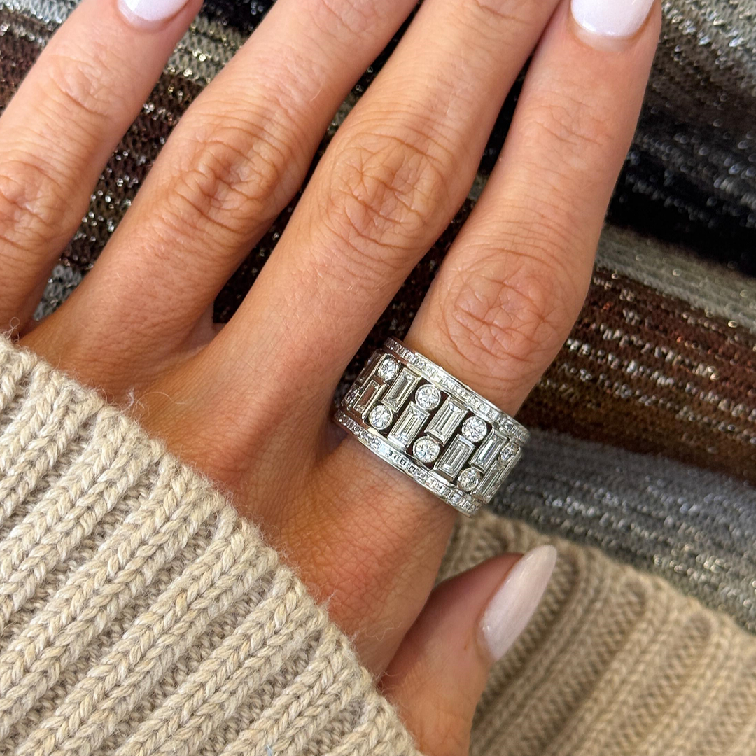 4.7ctw White Stone Art Deco Eternity Band