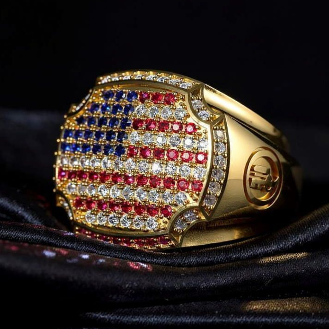 Unique Design American Flag Men Signet Ring