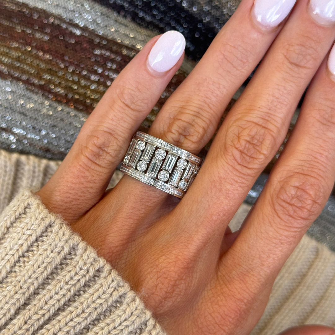 4.7ctw White Stone Art Deco Eternity Band