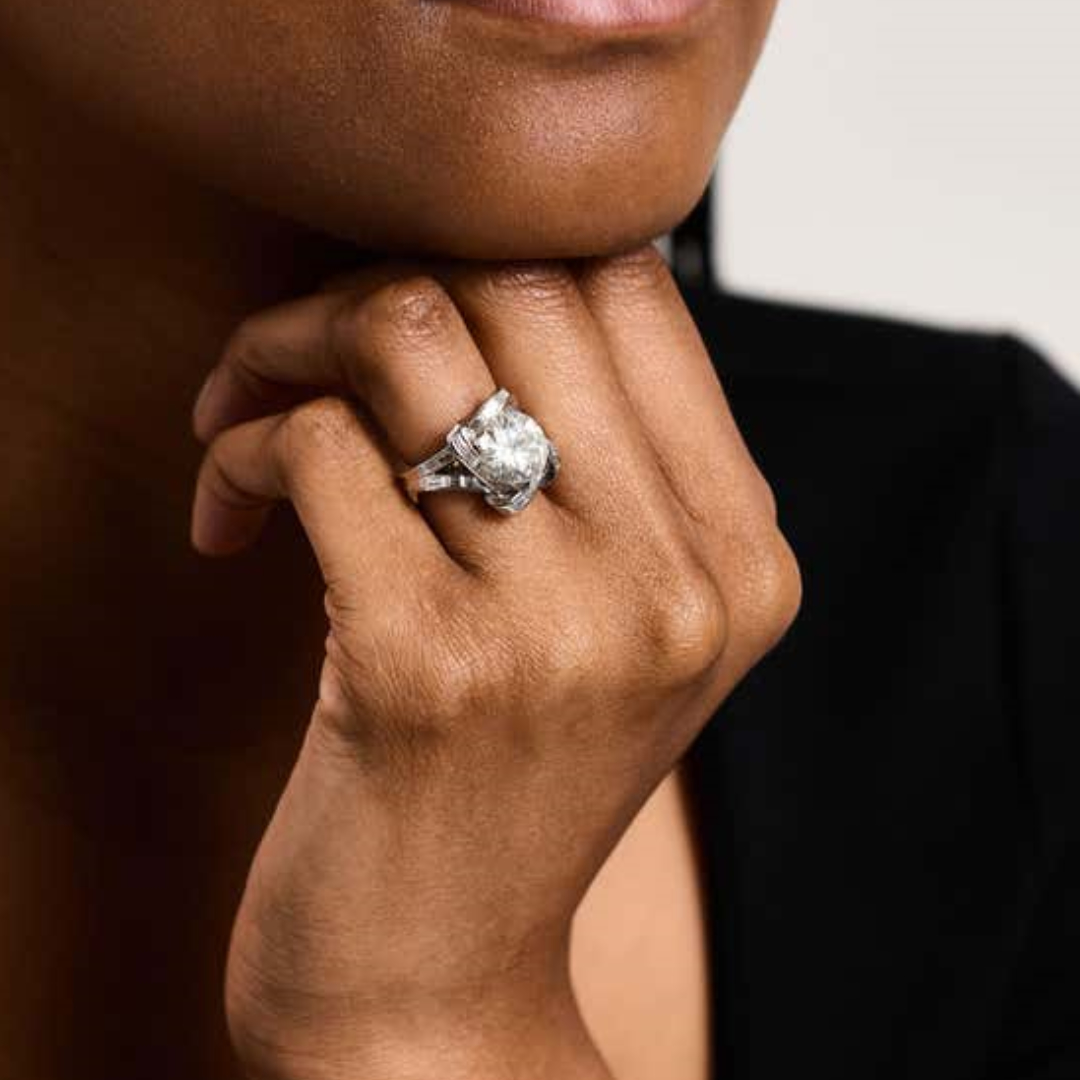 4.01ct White Stone Cluster Ring