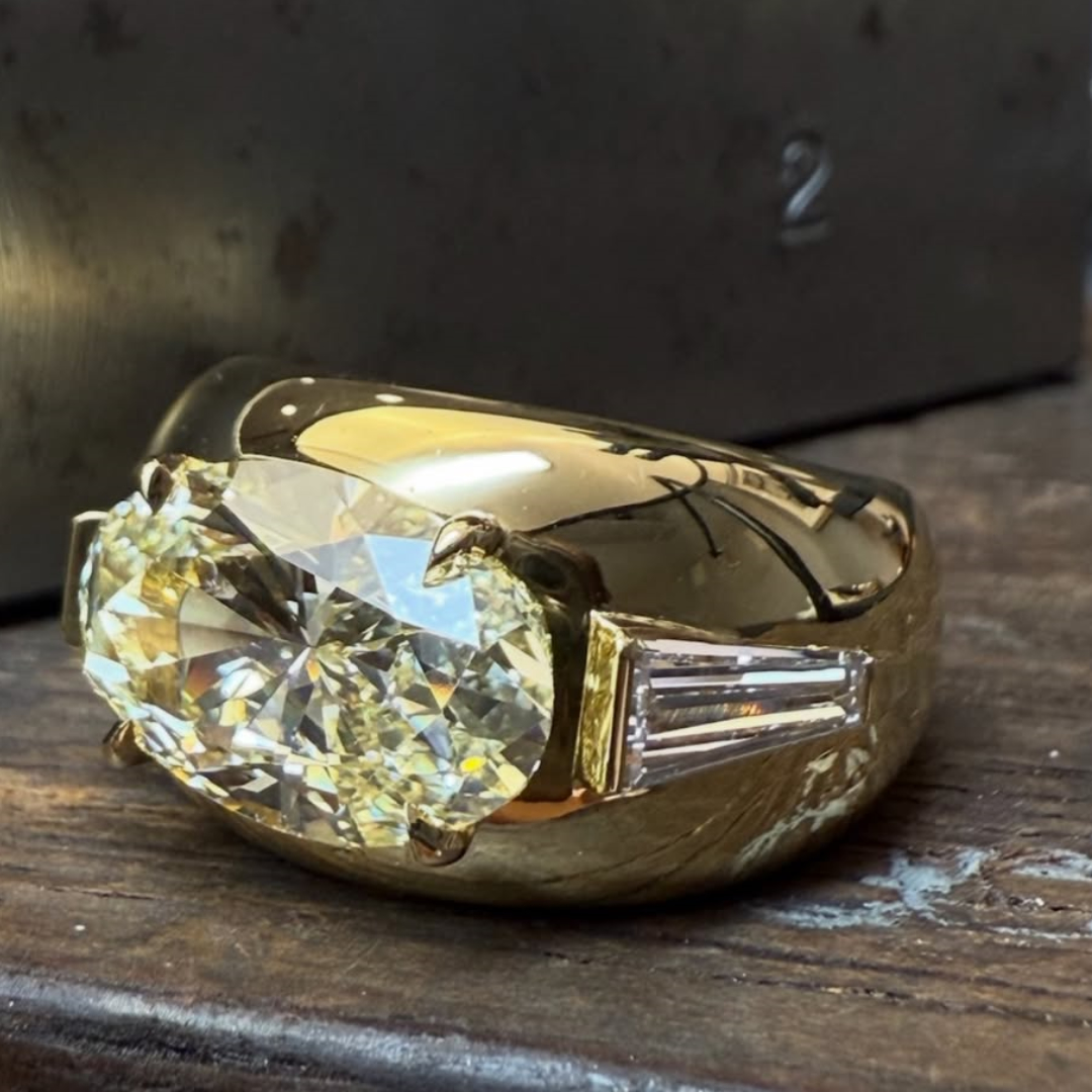 6ct Oval Cut White Stone Chunky Ring