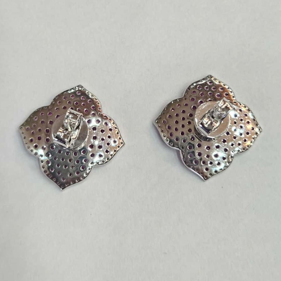 Pink & White Stone Stud Earring
