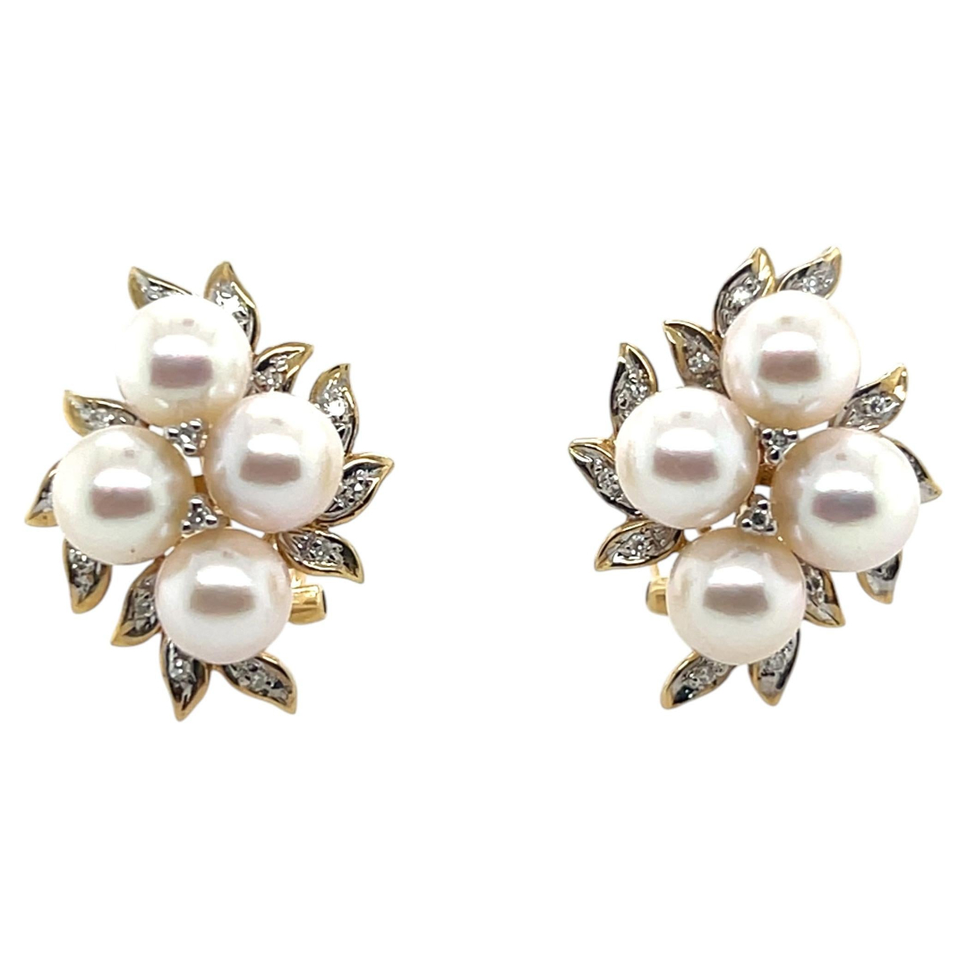 Mid Century Modern Pearl Cluster Earrings