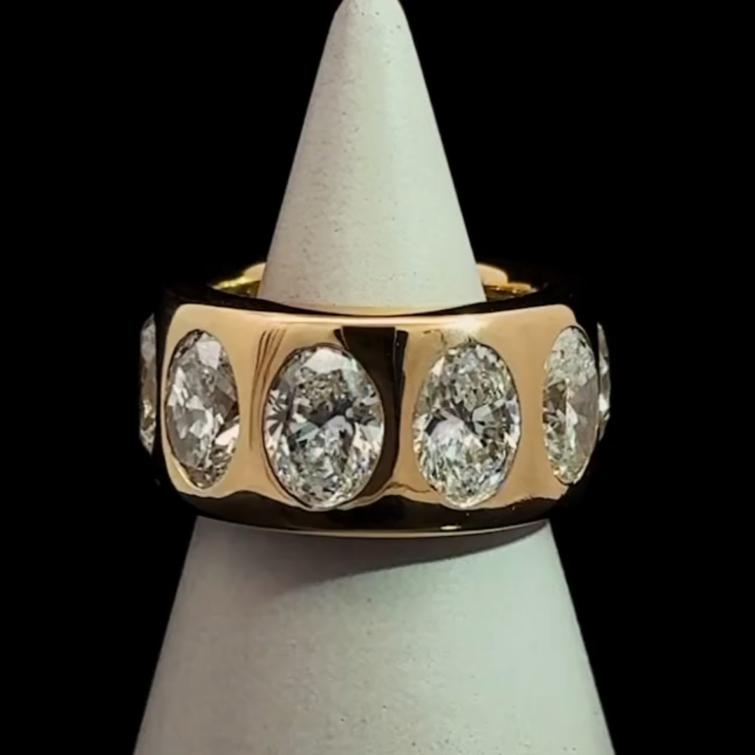 Oval Cut White Stone Men's pinky Ring