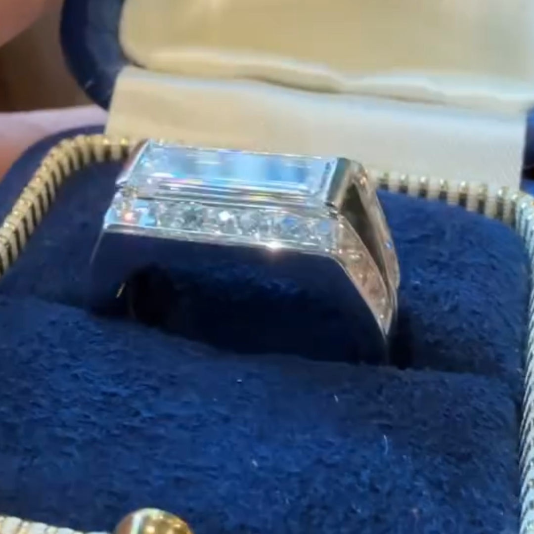 3ct long Baguette Cut White Stone Ring