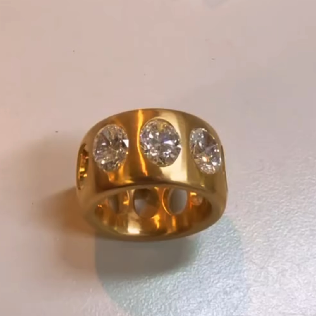 Oval Cut White Stone Men's pinky Ring