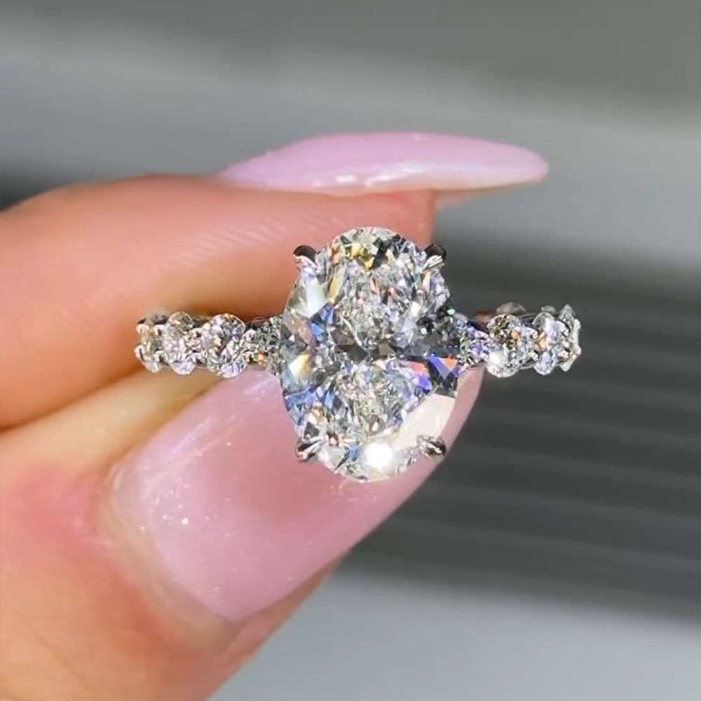 3.0ct White Oval Cut Engagement Wedding Ring