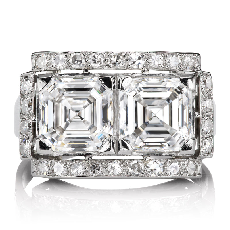 Antique Asscher Cut Toi et Moi Art Deco Ring