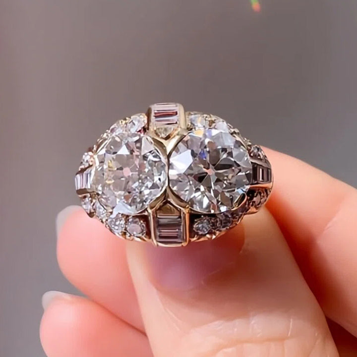 4.57ctw Vintage Design 3.5ctw Old European Cut White Sapphire Ring