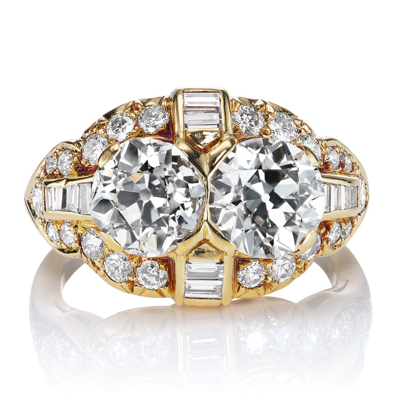 4.57ctw Vintage Design 3.5ctw Old European Cut White Sapphire Ring