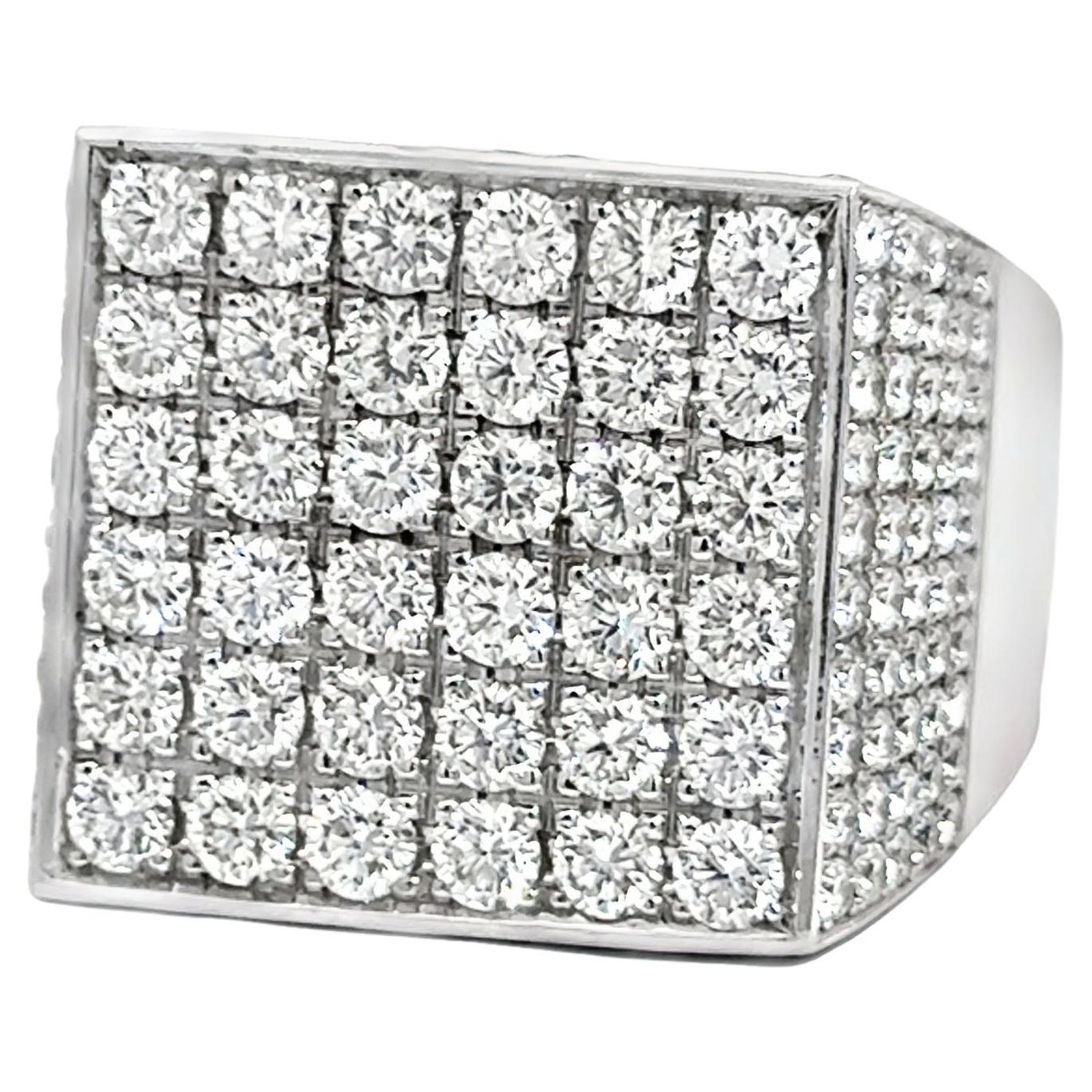 5.55ctw Men's White Stone Pave Square Ring 