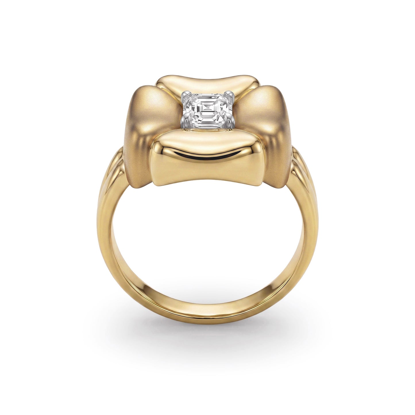 Flower Design 2ct Asccher Cut White Stone Ring