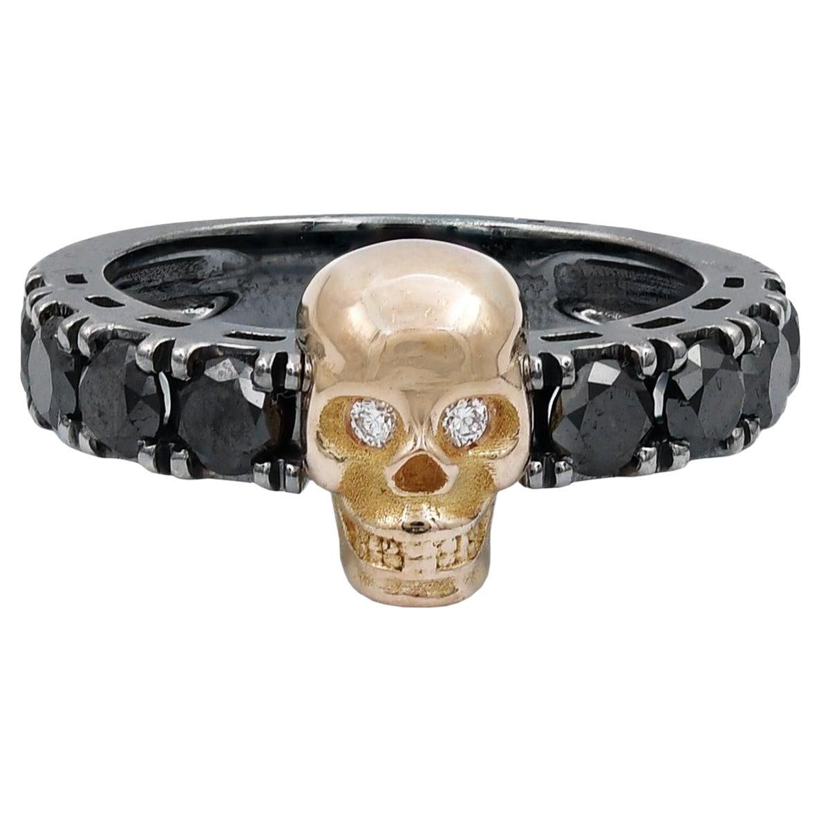 Unisex 1.20ct Black Stone Skull Ring  in Contemporary