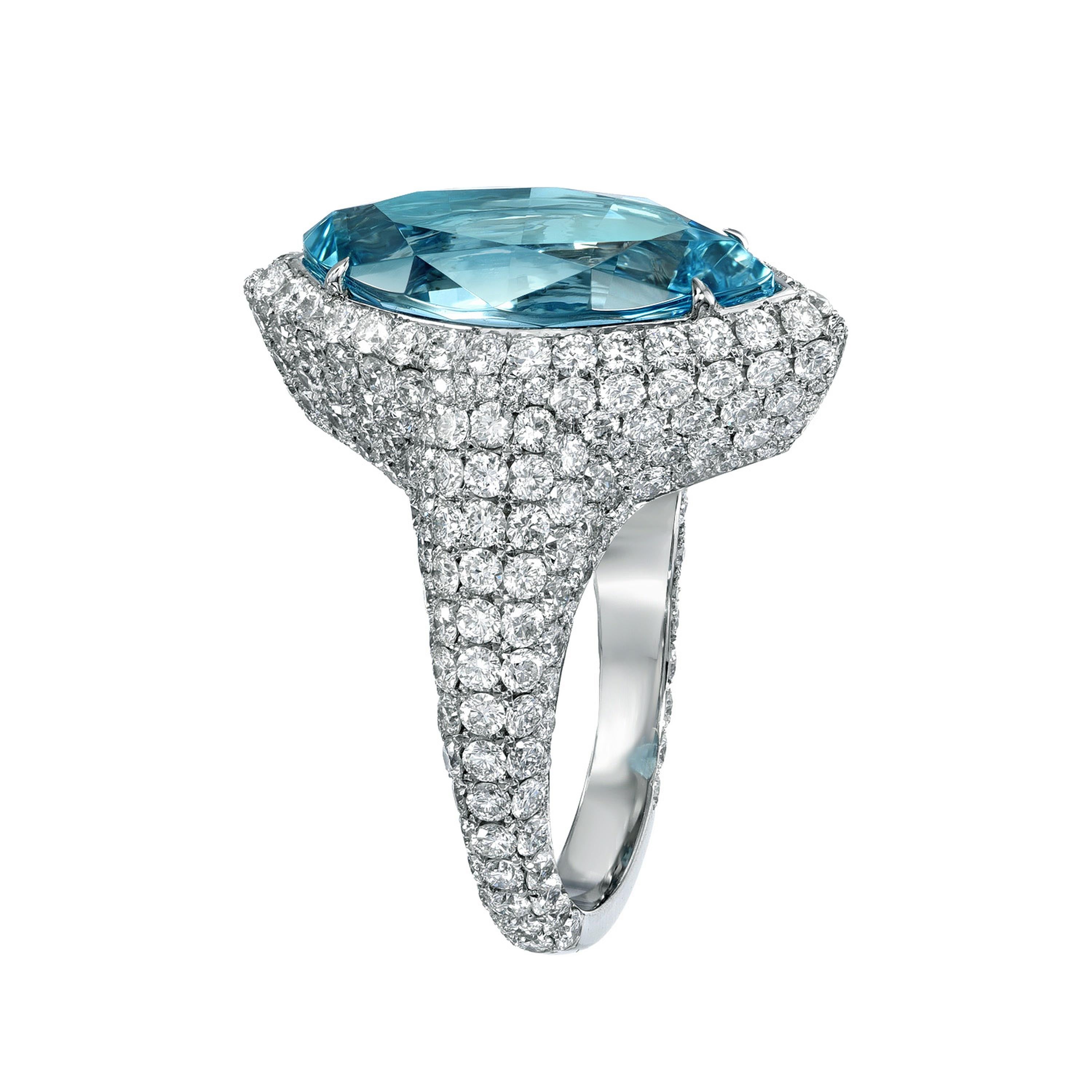 5.25ct Aquamarine Marquise Platinum Cocktail Ring