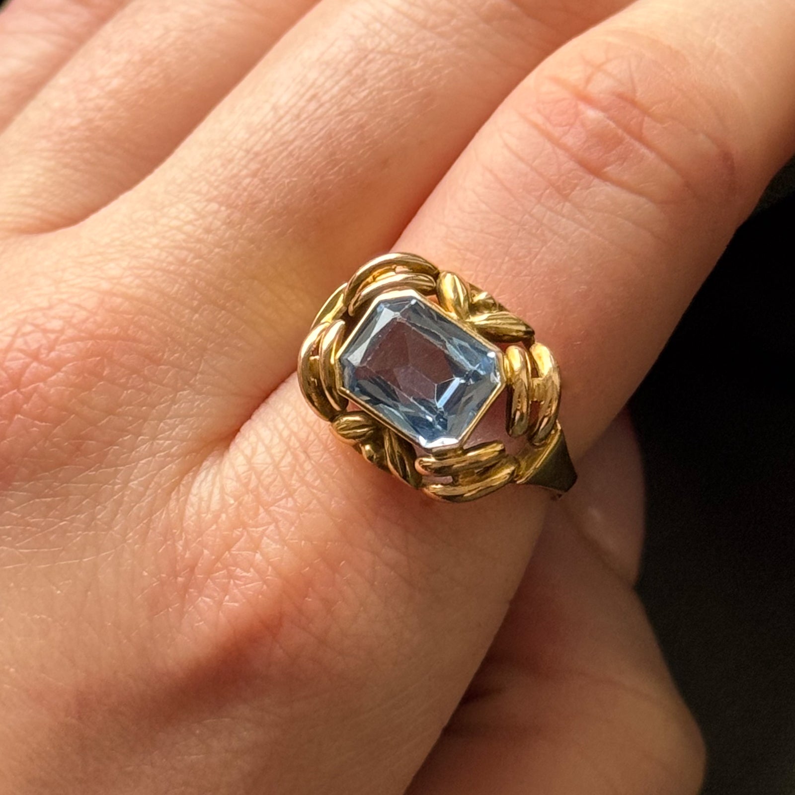 3.5ct Radiant Cut Aquamarine Dome Cocktail Ring
