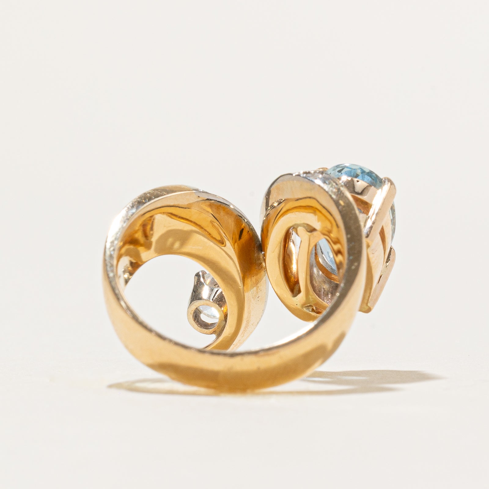 2.16ctw Aquamarine & White Stone Cocktail Ring