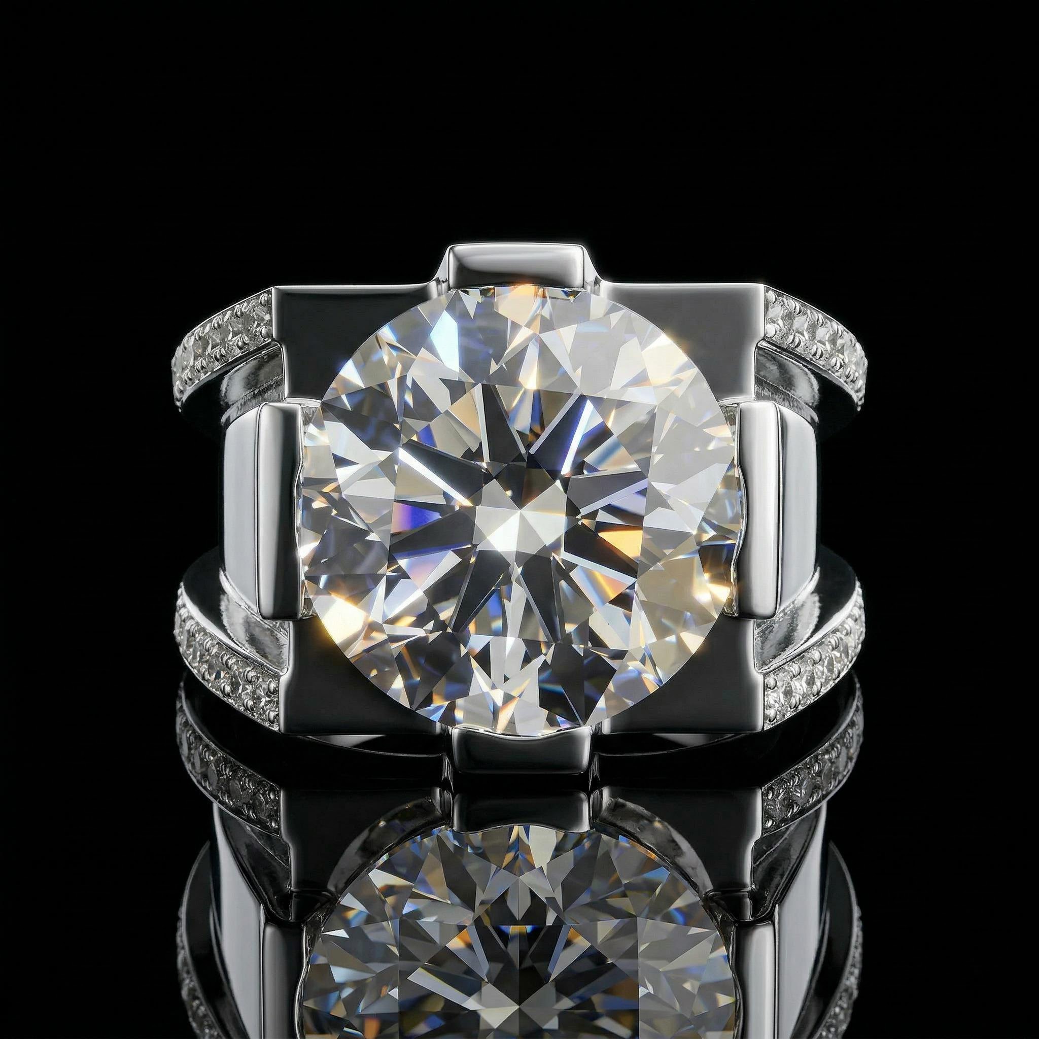9.25ct Round Cut White Stone Ring for Men