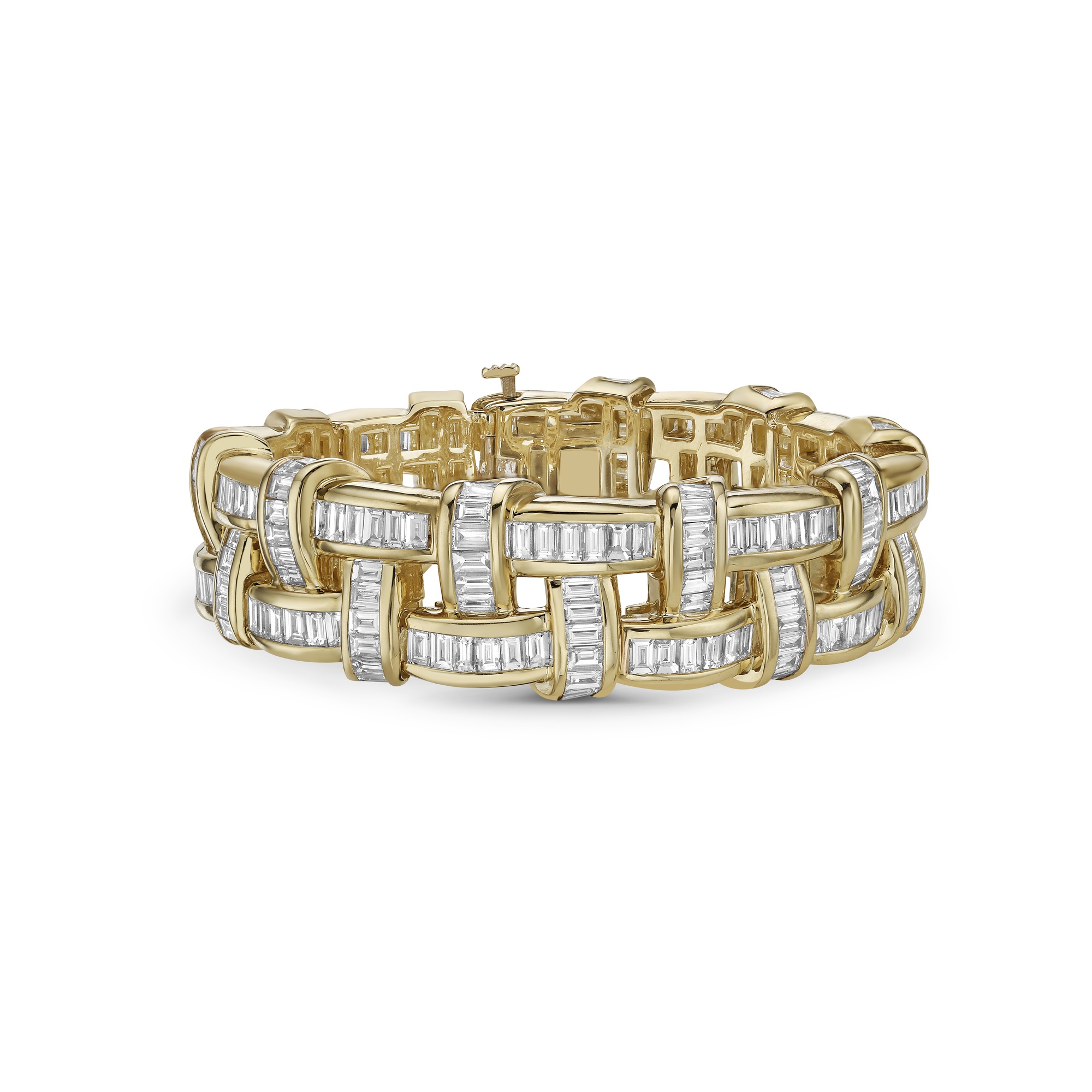 Basket Weave Design White Stone Bracelet