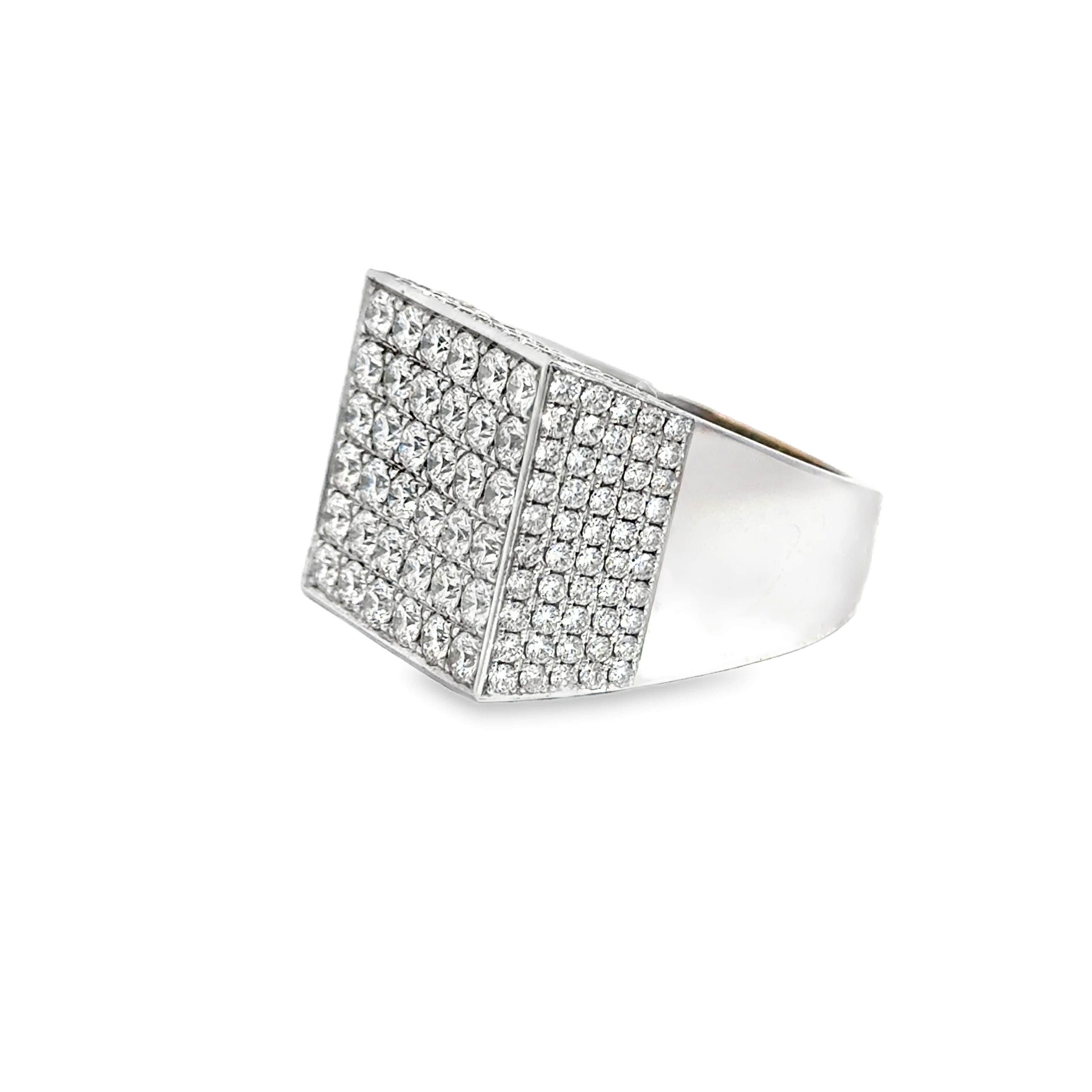5.55ctw Men's White Stone Pave Square Ring 