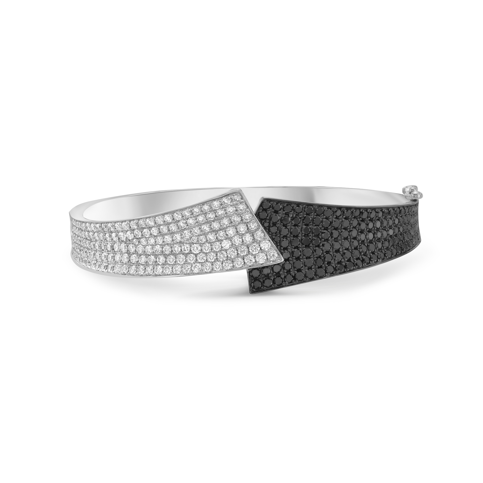 Pave Setting White & Black Stone Overlap Bangle