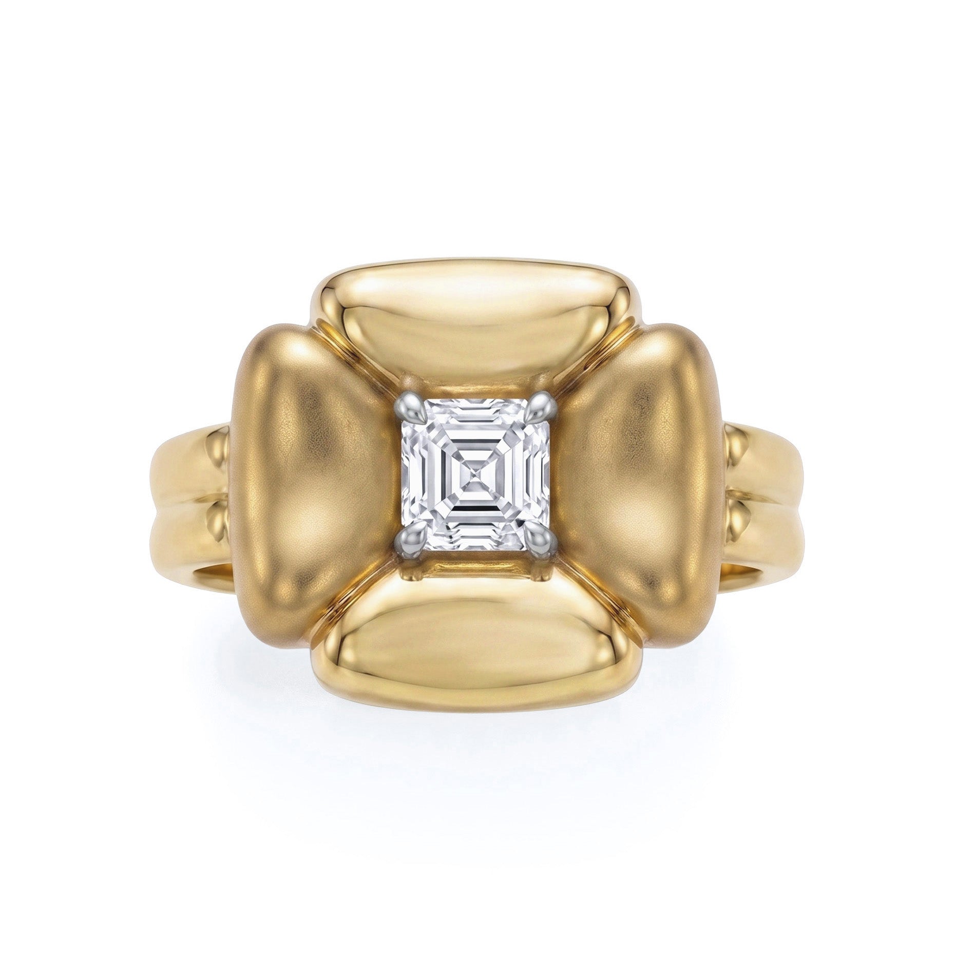 Flower Design 2ct Asccher Cut White Stone Ring