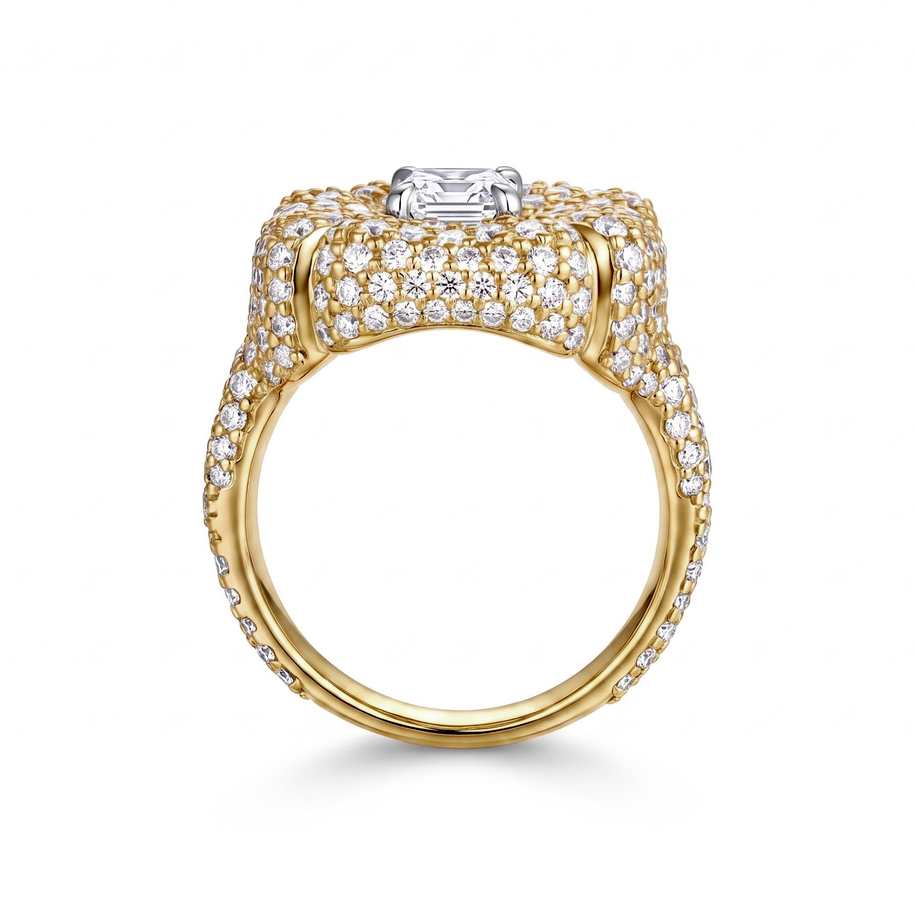Flowe Design Pave Set 2ct Asccher Cut  Ring