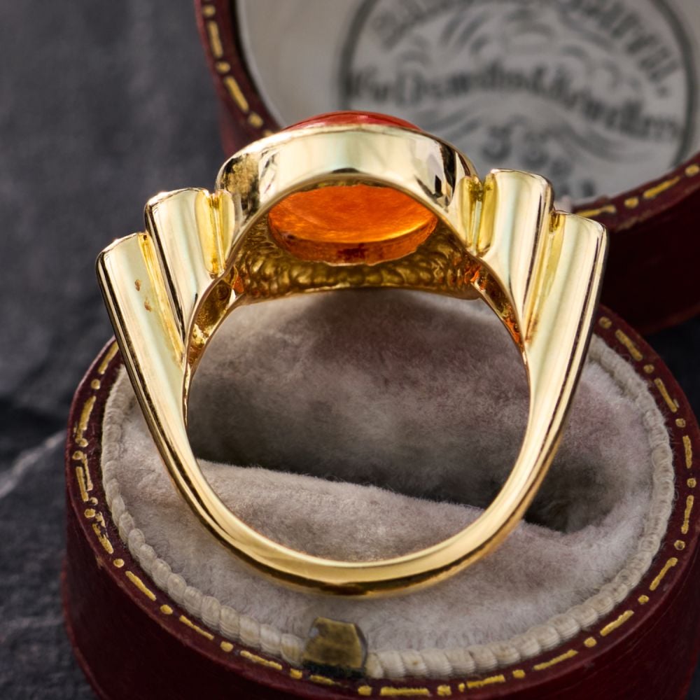 7.28ct Oval Shape Orange Jade Ring in Silver
