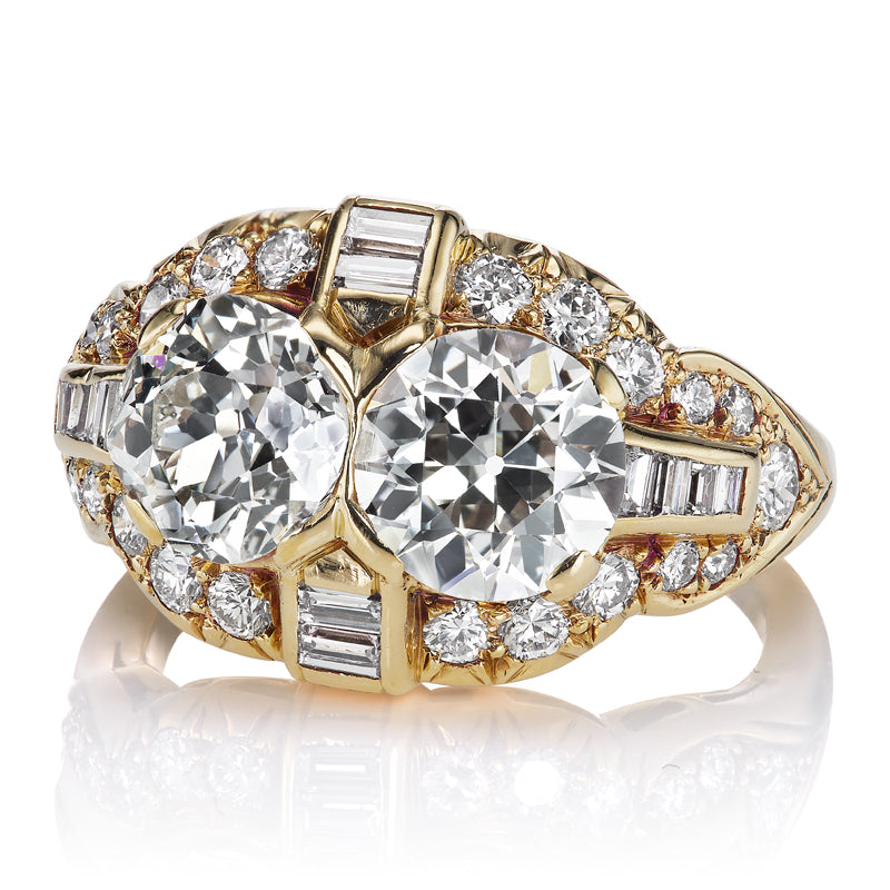 4.57ctw Vintage Design 3.5ctw Old European Cut White Sapphire Ring