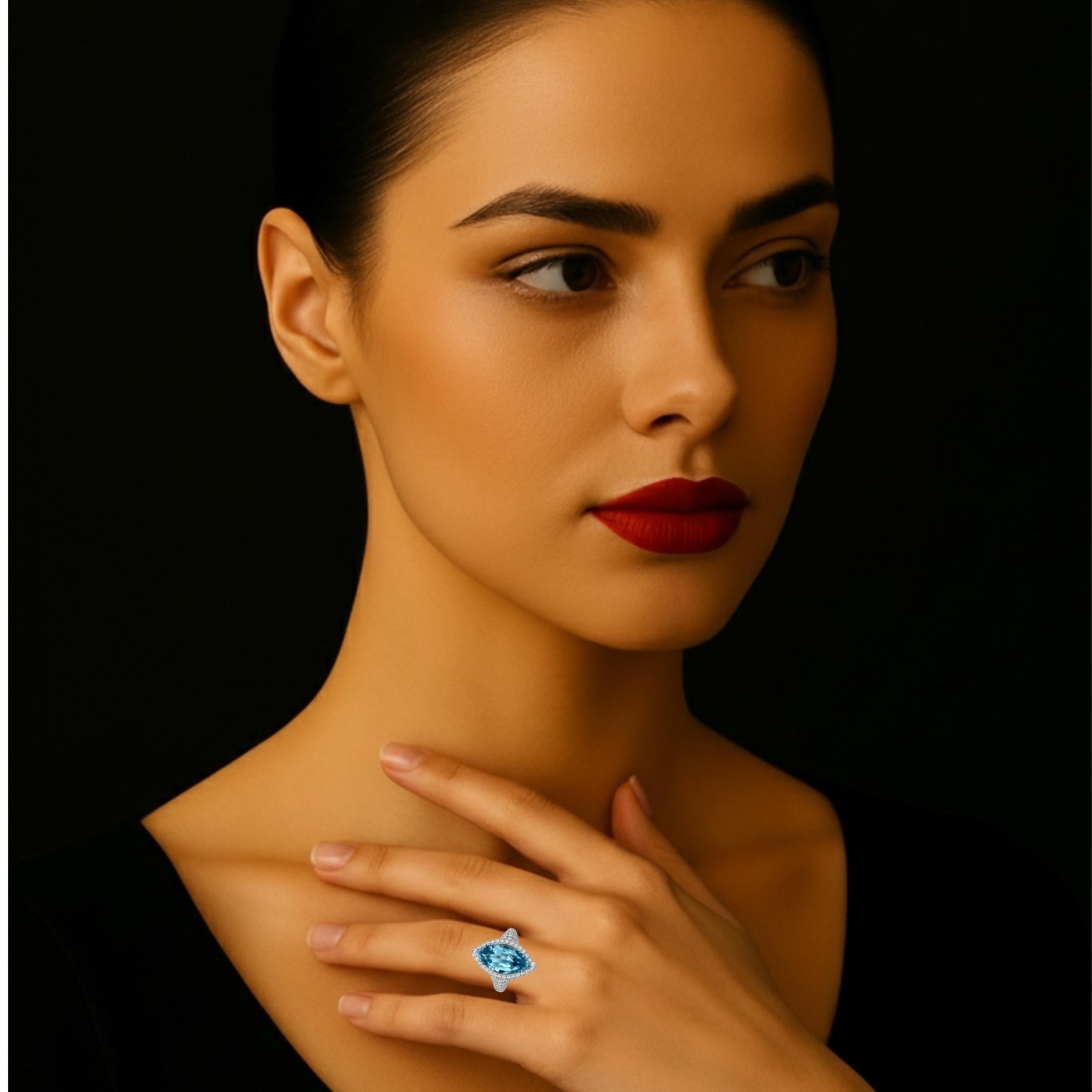 5.25ct Aquamarine Marquise Platinum Cocktail Ring