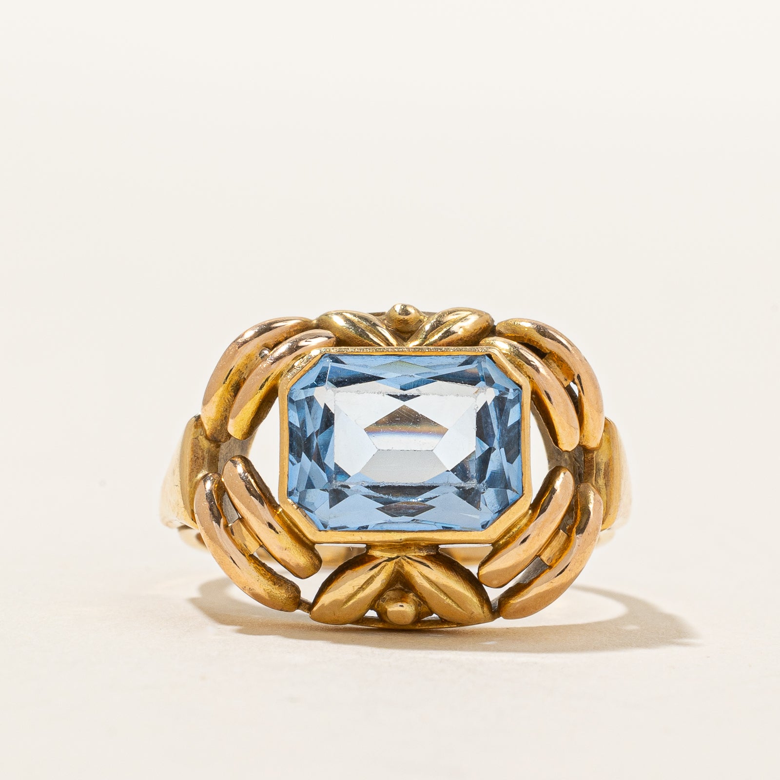 3.5ct Radiant Cut Aquamarine Dome Cocktail Ring