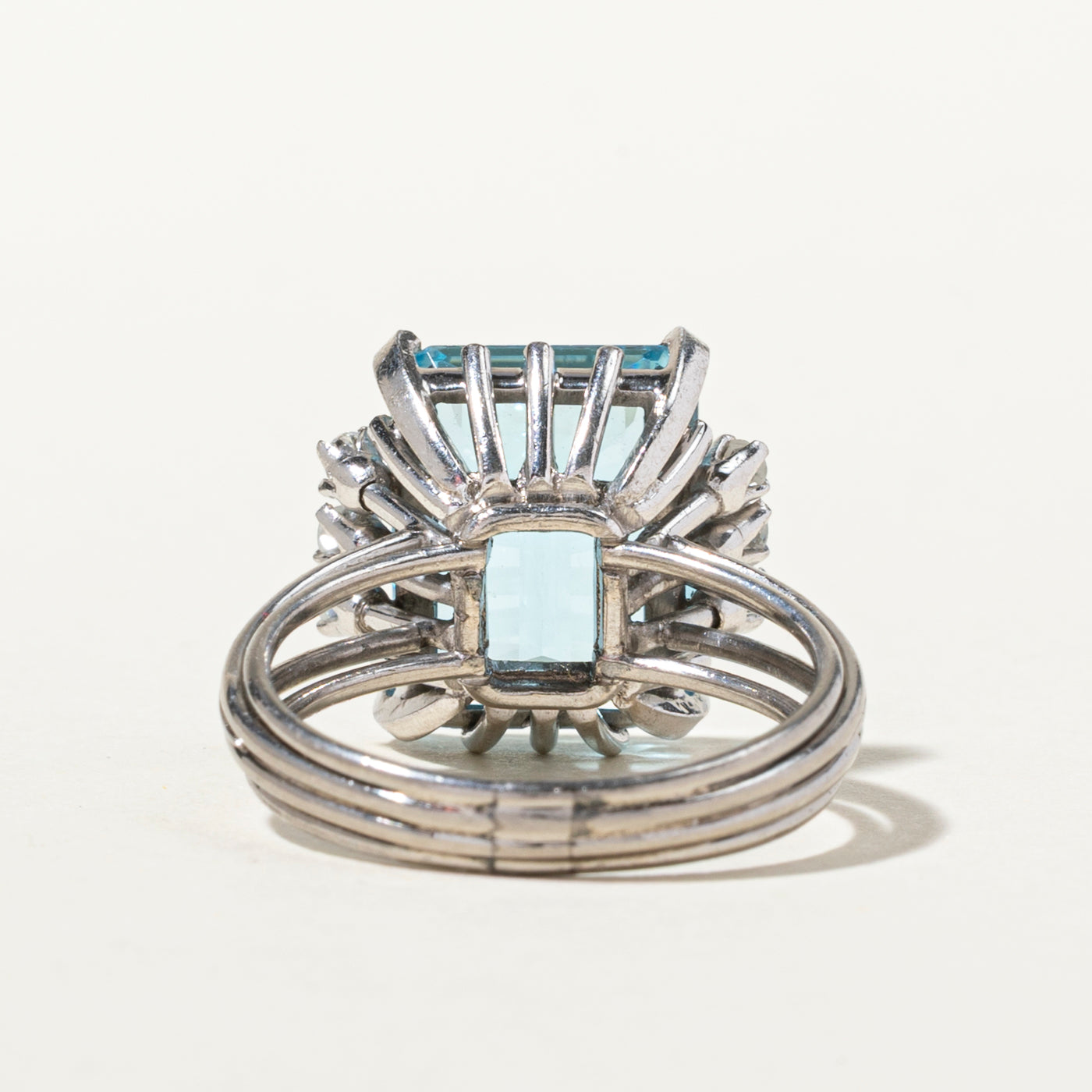 6.68ct Aquamarine & White Stone Cocktail Ring