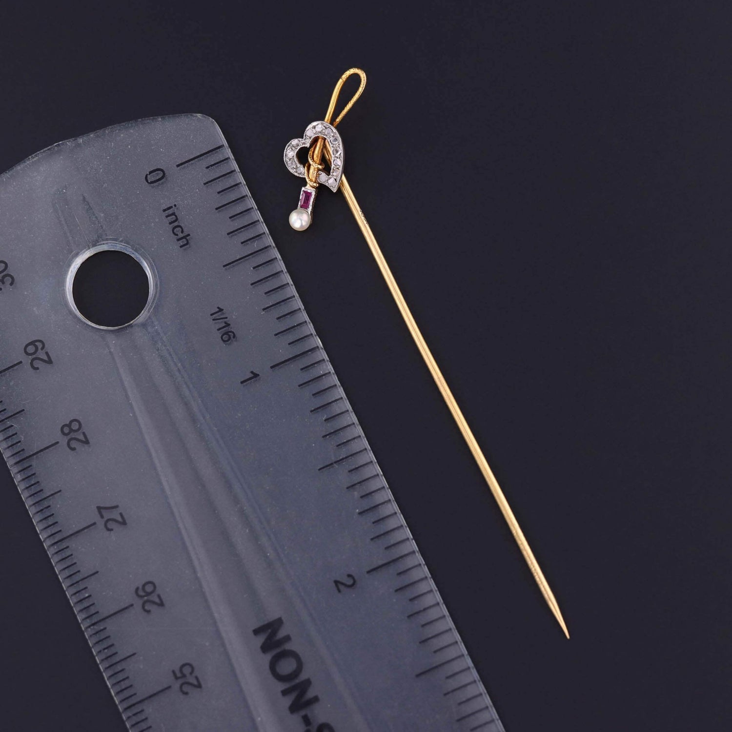 Antique Heart and Riding Crop Stickpin 