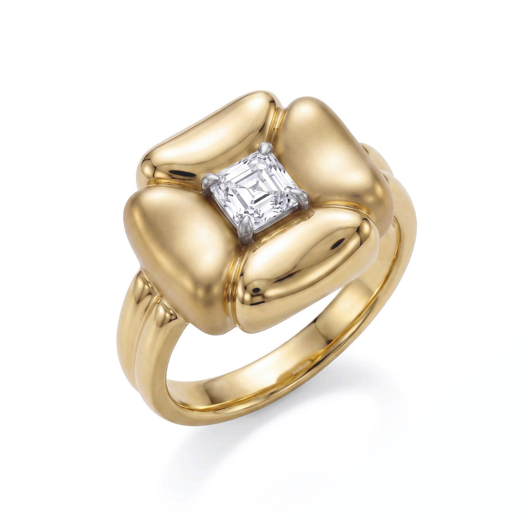 Flower Design 2ct Asccher Cut White Stone Ring