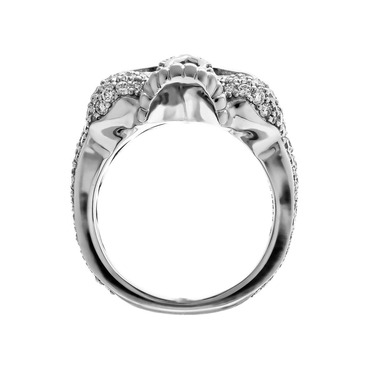 6ctw White Stone Mens Skull Ring in Silver