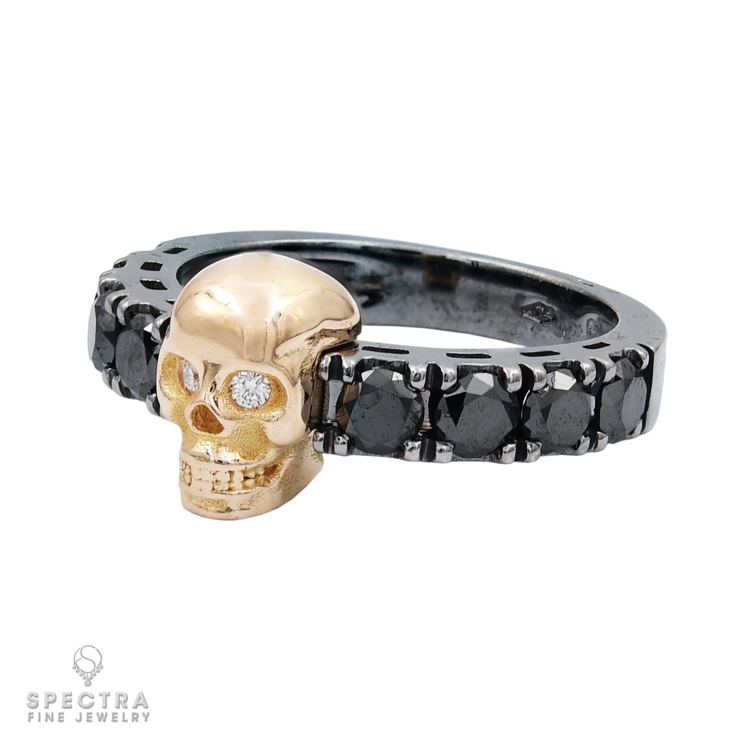 Unisex 1.20ct Black Stone Skull Ring  in Contemporary