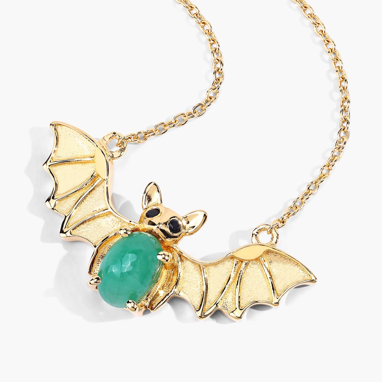 1.06 Emerald Bat Necklace With Black stone 